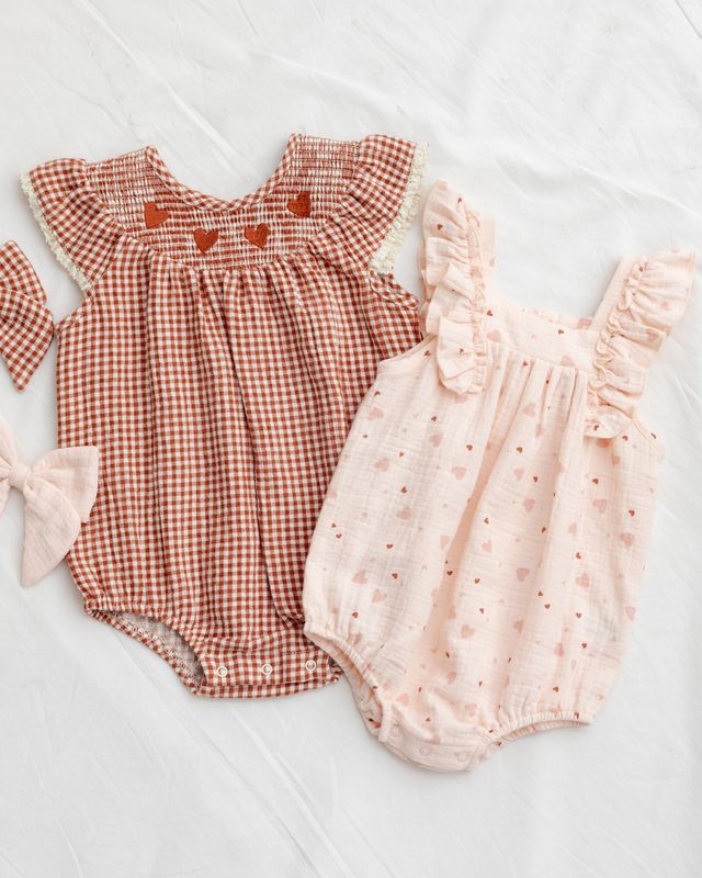 Quincy Mae Lenore Romper - Red Gingham