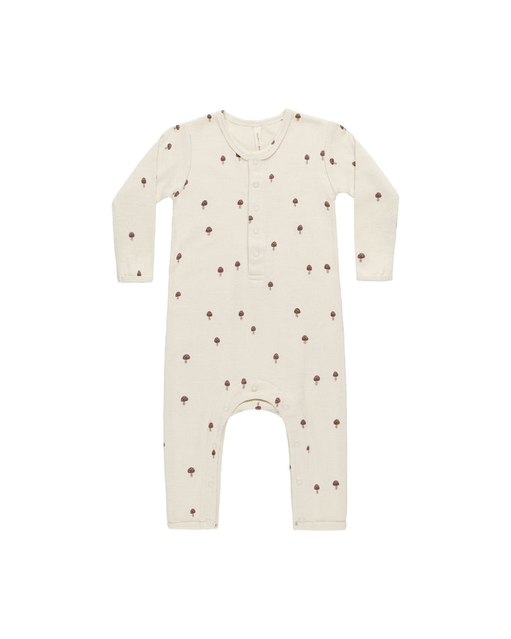 Quincy Mae Ribbed Baby Jumpsuit - Mushrooms