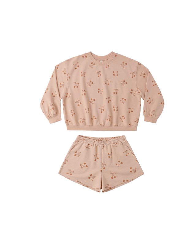 Rylee + Cru Summer Terry Set - Cherry Bows