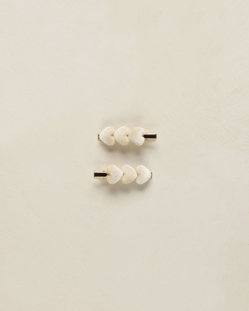 Noralee Velvet Heart Clips - Natural