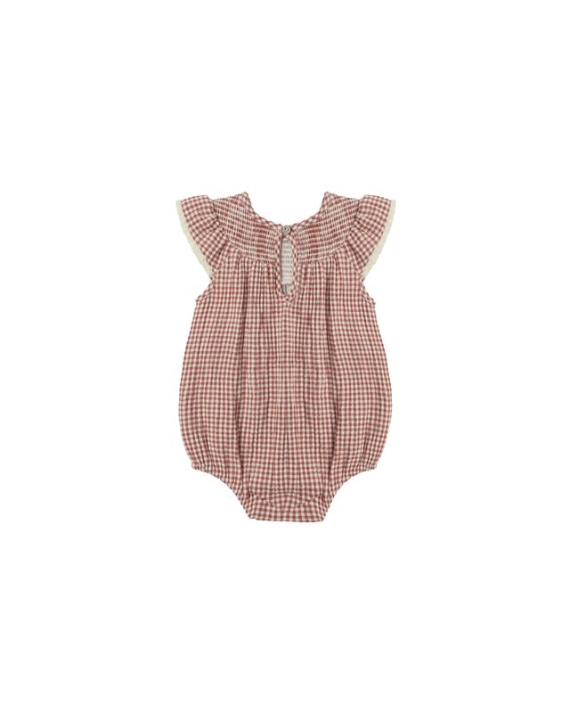 Quincy Mae Lenore Romper - Red Gingham