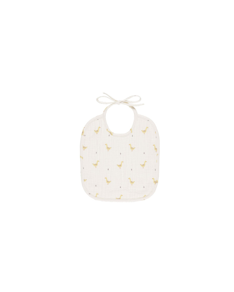 Quincy Mae Woven Tie Bib - Geese