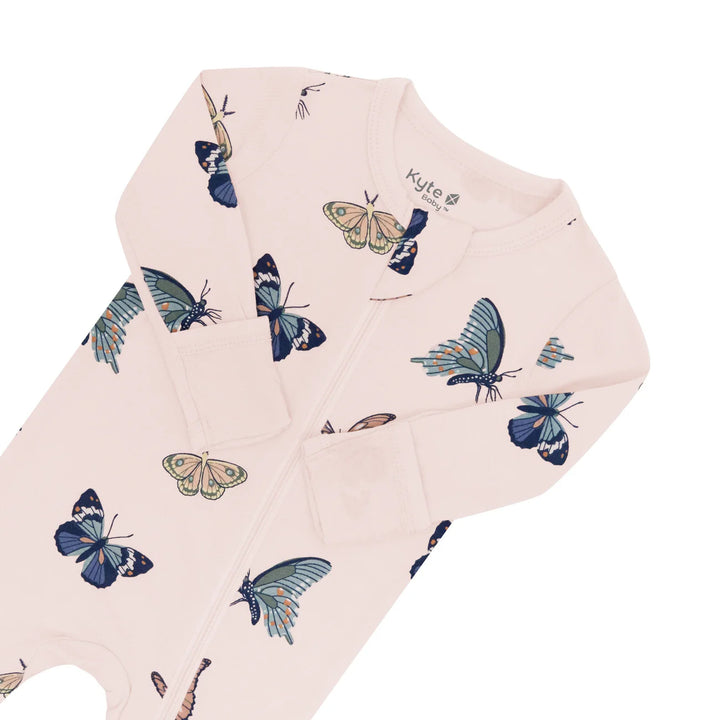 Kyte Baby Zippered Footie - Blush Butterfly