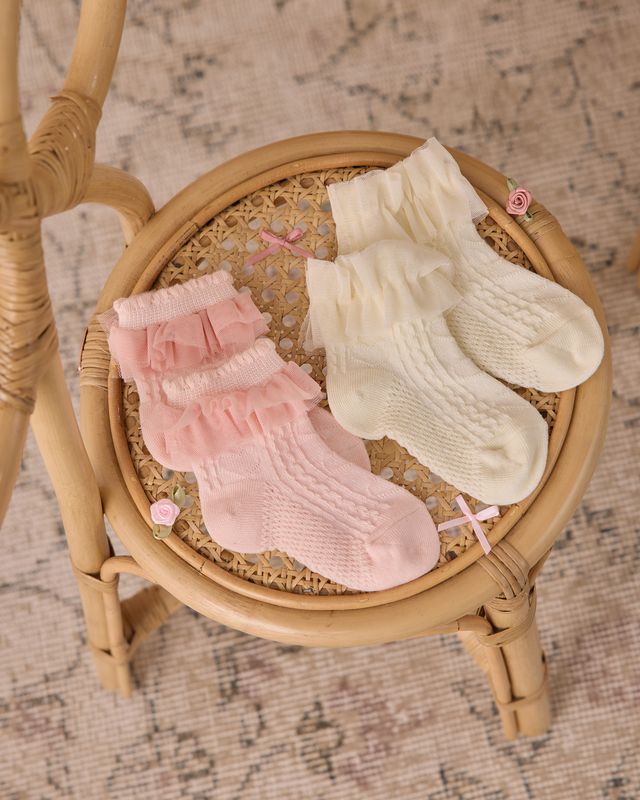 Noralee Ruffle Socks - Ivory Blush