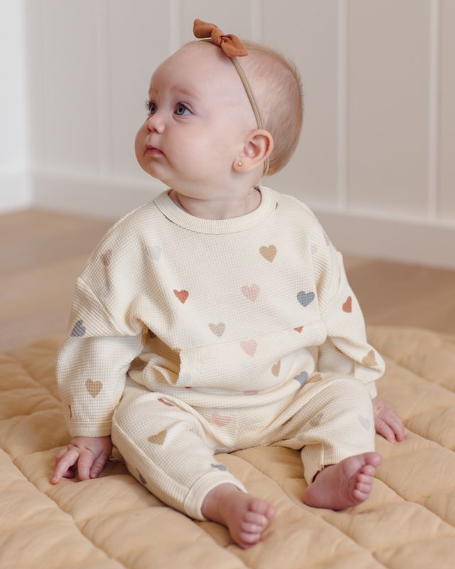 Quincy Mae Waffle Sweater Set - Confetti Heart