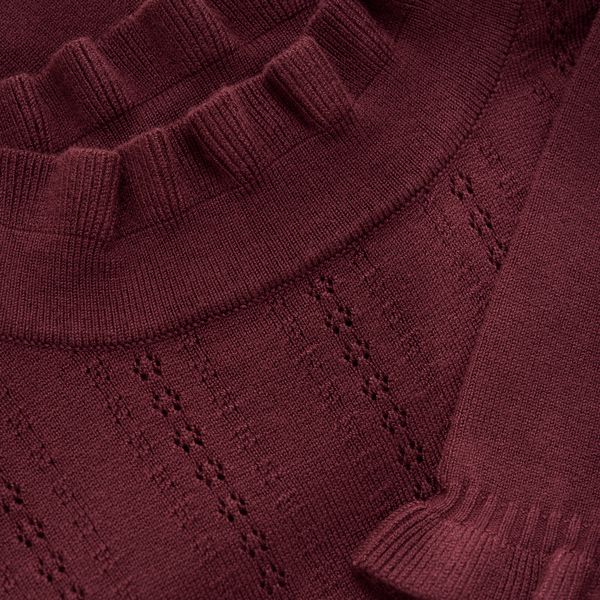 Creamie Pointelle Knit Dress - Tawny Port