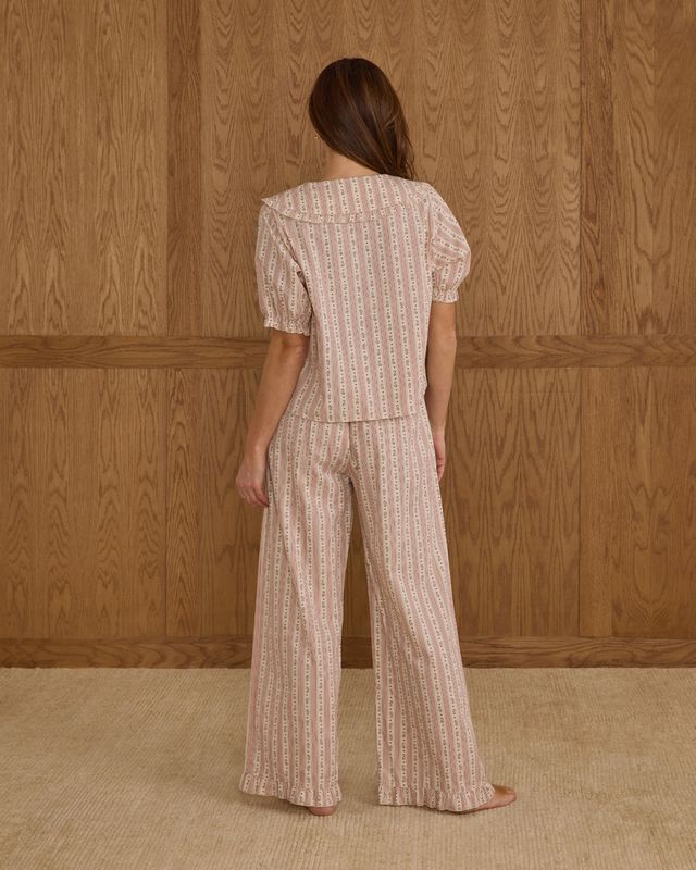 Rylee + Cru Womens Ruffle Pajamas - Candy Cane Stripe