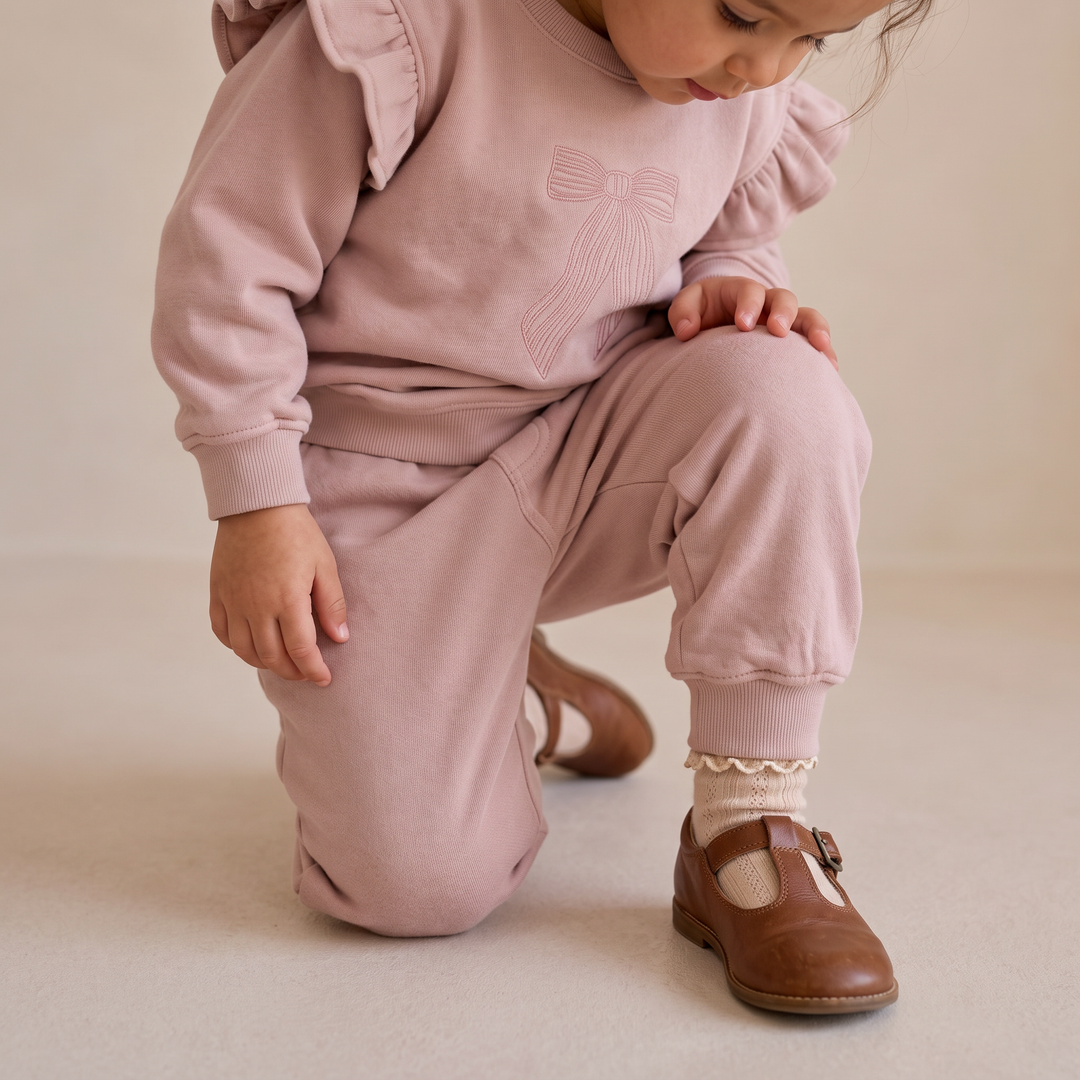 Makemake Organics Fleece Jogger Sweatpants - Dusty Rose