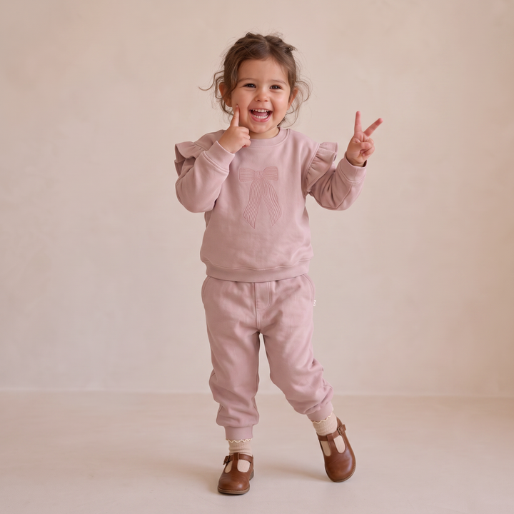 Makemake Organics Fleece Jogger Sweatpants - Dusty Rose
