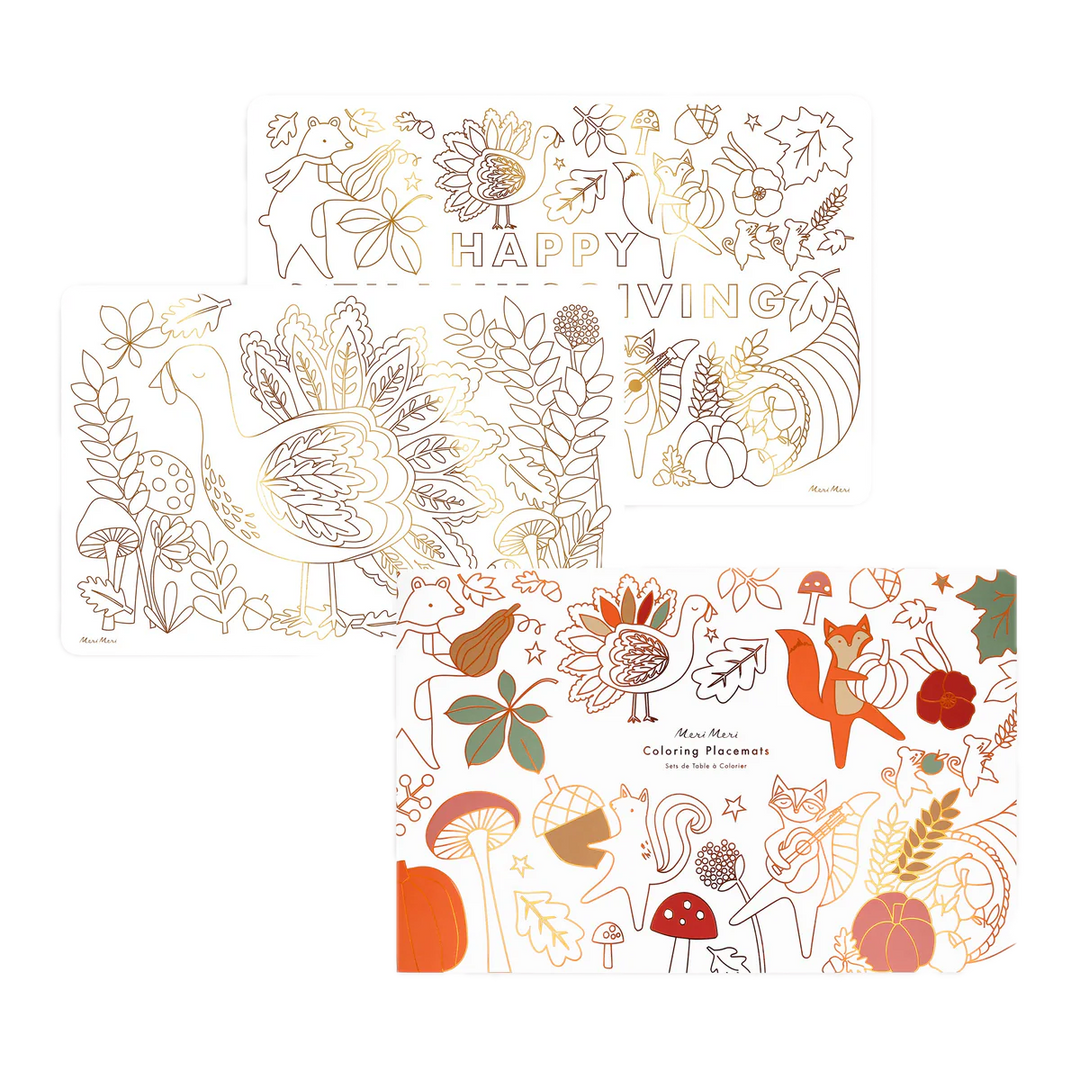 Meri Meri Thanksgiving Coloring Placemats - Set Of 8