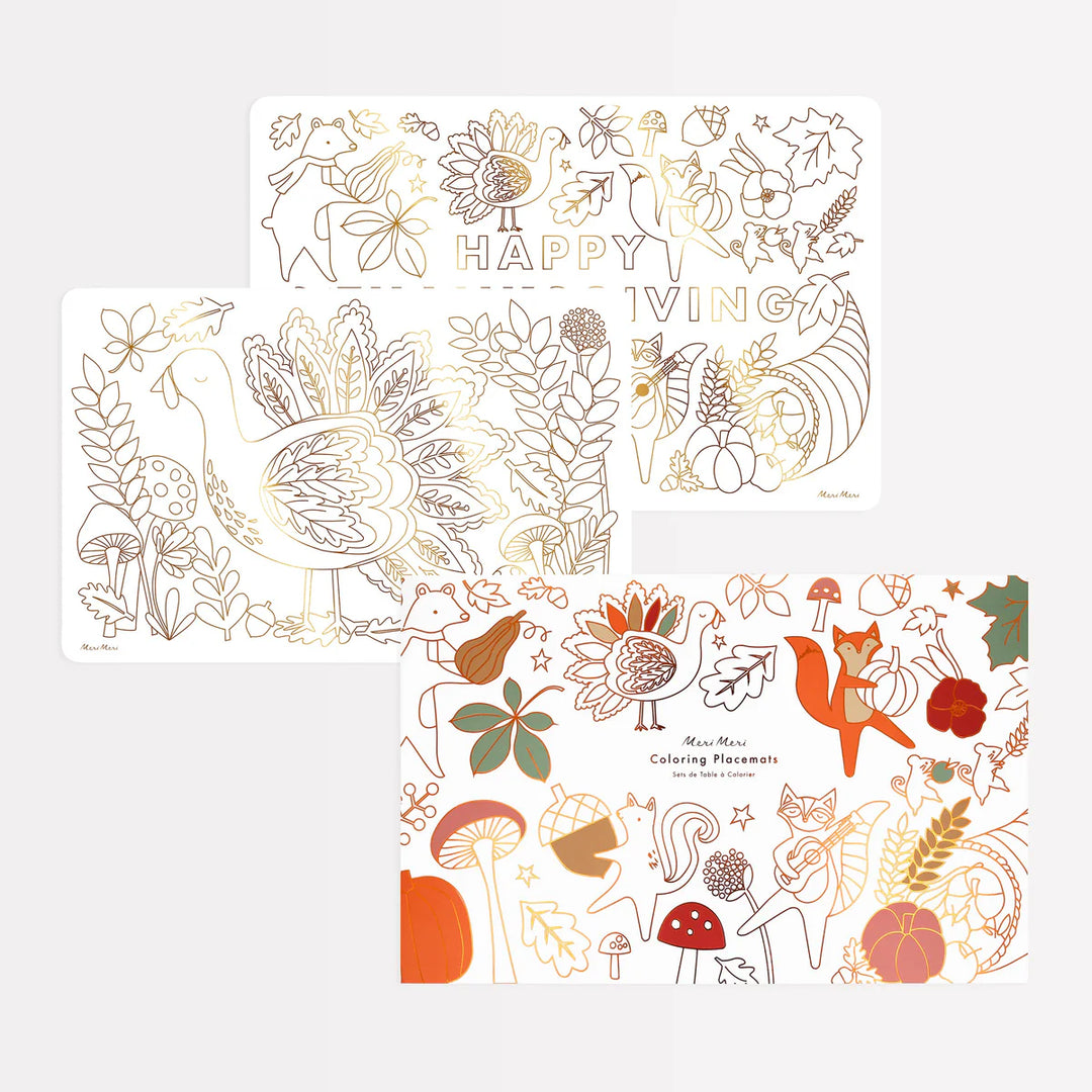 Meri Meri Thanksgiving Coloring Placemats - Set Of 8