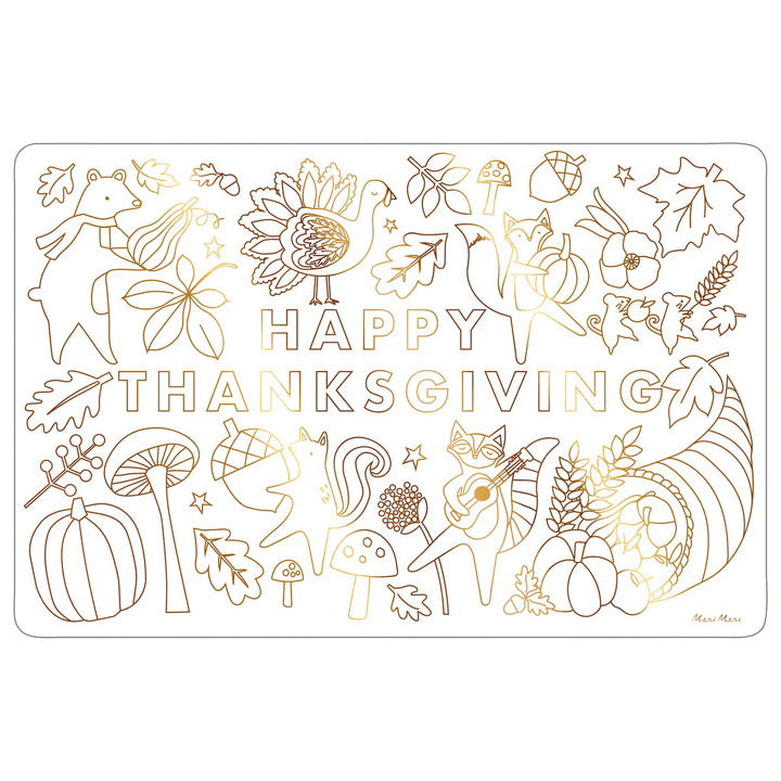 Meri Meri Thanksgiving Coloring Placemats - Set Of 8