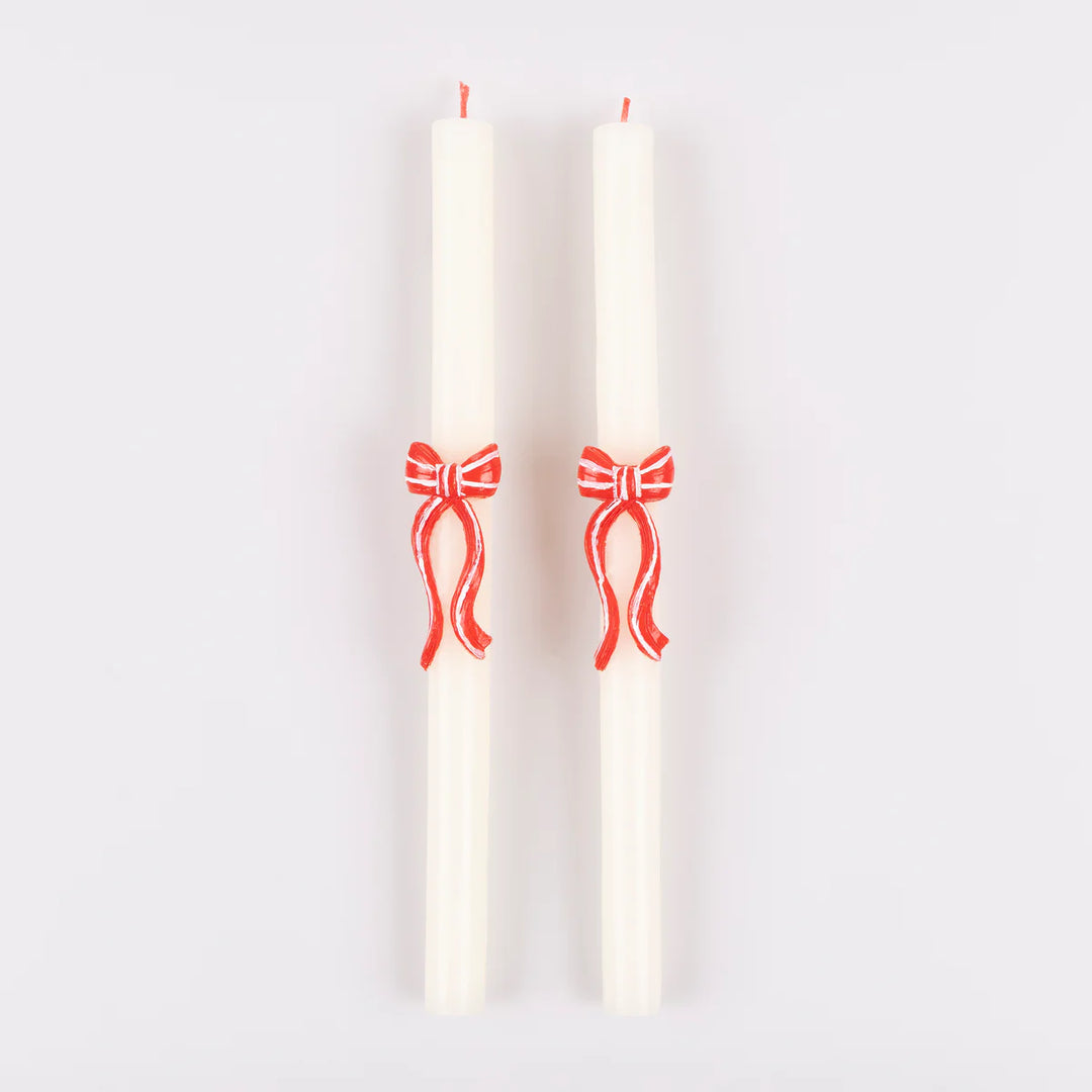 Meri Meri Red Stripy Bow Table Candles