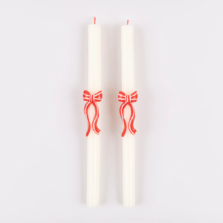 Meri Meri Red Stripy Bow Table Candles