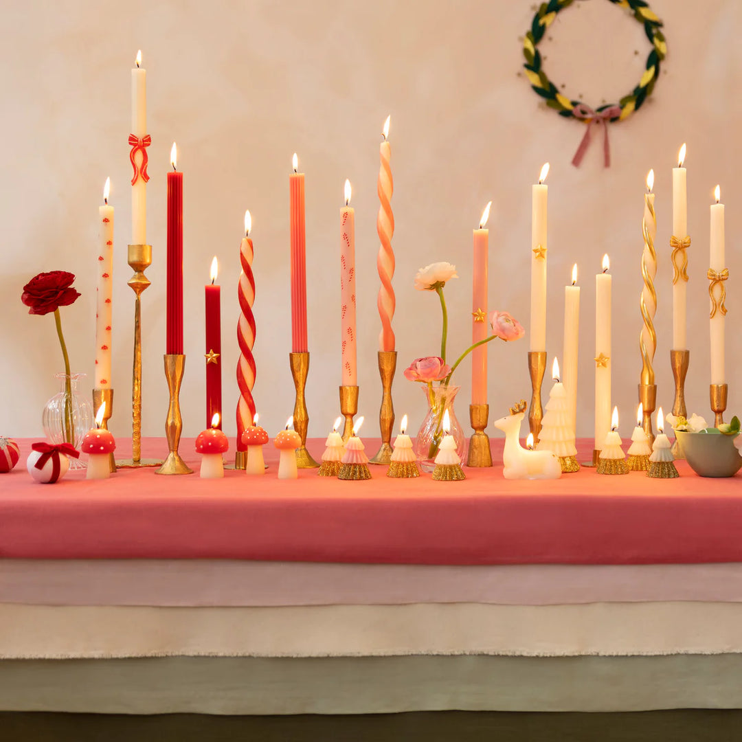 Meri Meri Red Stripy Bow Table Candles