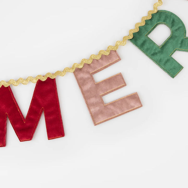 Meri Meri Merry Christmas Velvet Pennant Garland