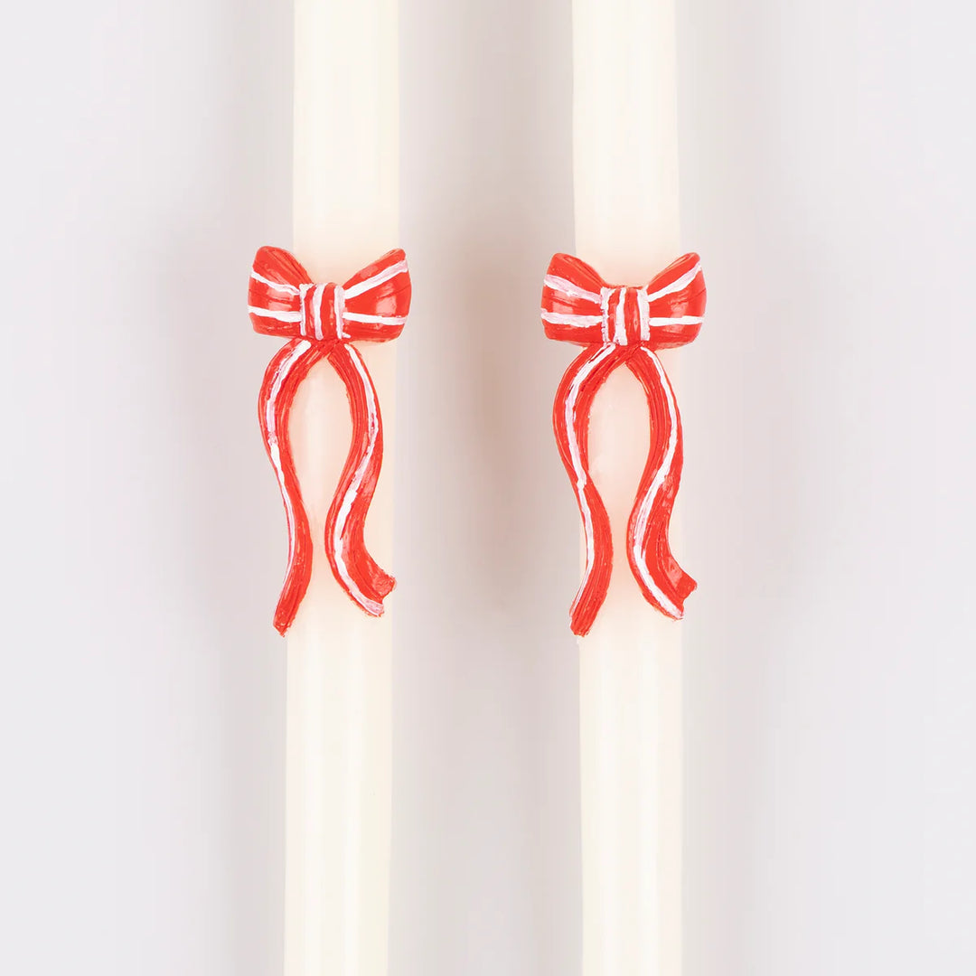 Meri Meri Red Stripy Bow Table Candles