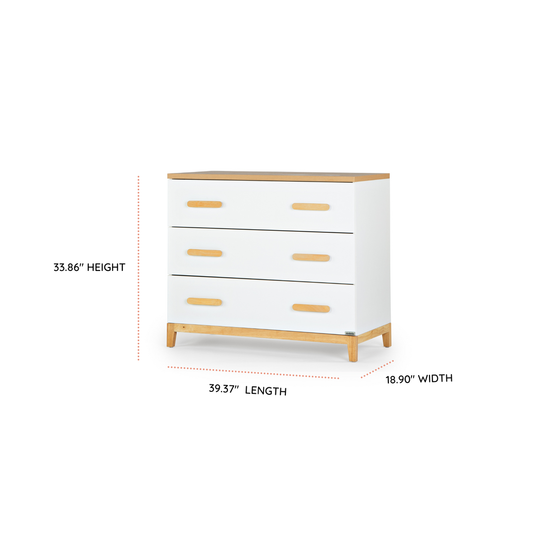 Dadada Lala Little 3-drawer Dresser - White/Red Oak