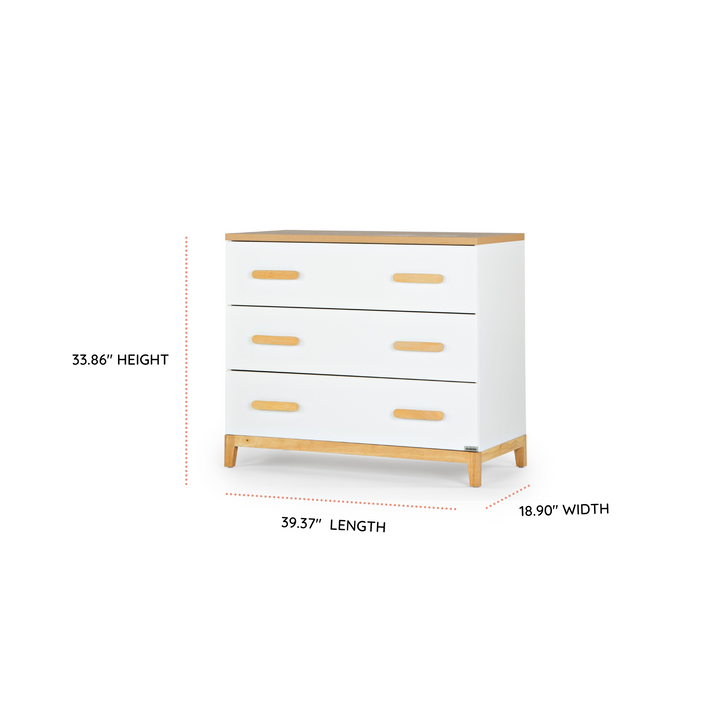 Dadada Lala Little 3-drawer Dresser - White/Red Oak