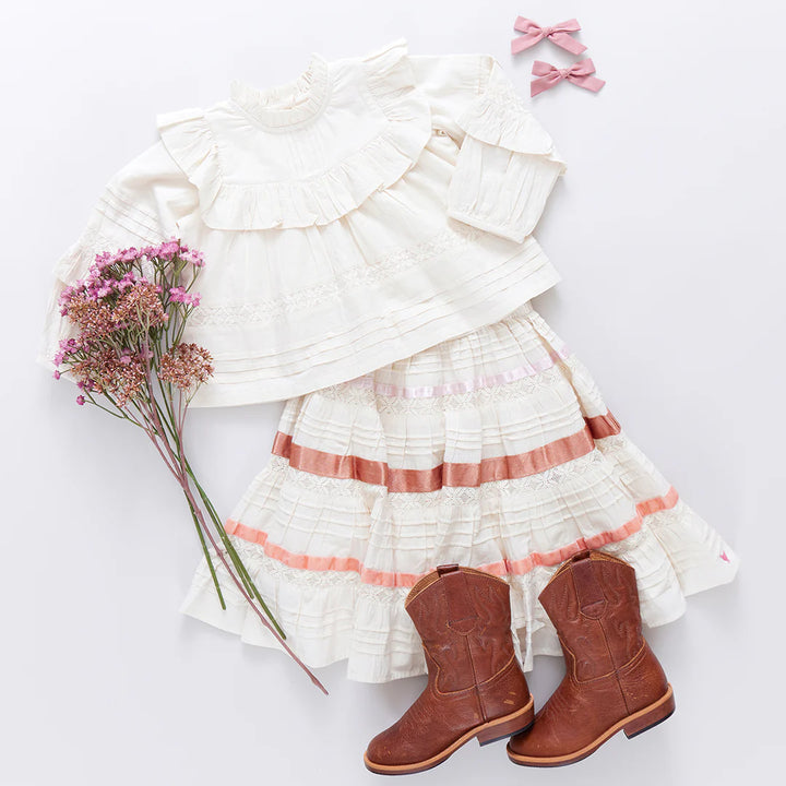 Pink Chicken Lace Mira Top - Antique White