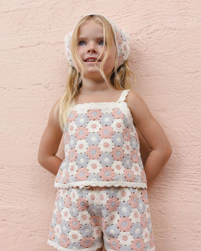 Rylee + Cru Lili Knit Set - Blue, Light Pink, Ivory