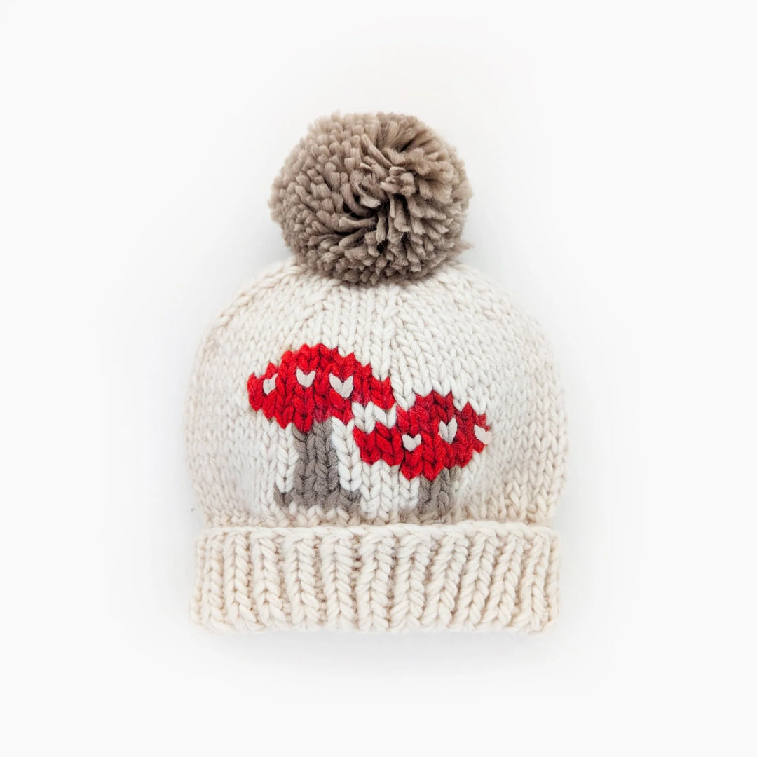 Huggalugs Mushroom Hand Knit Beanie Hat