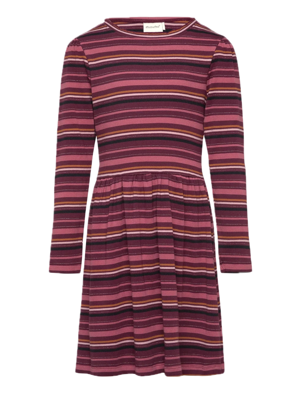 Minymo Stripe Rib Dress - Tawny Port