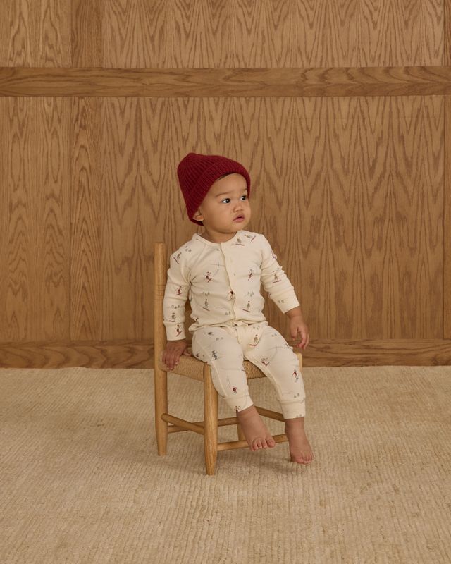 Rylee + Cru Organic Long John Pajamas - Skiers