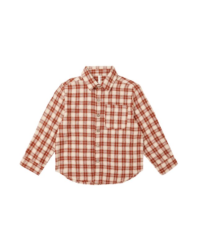 Rylee + Cru Collared Long Sleeve Shirt - Red Plaid