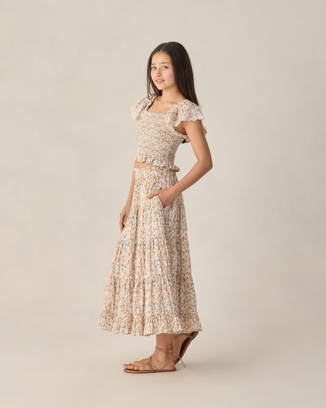 Rylee + Cru Teen Ruffle Tiered Maxi Skirt - Flower Fields
