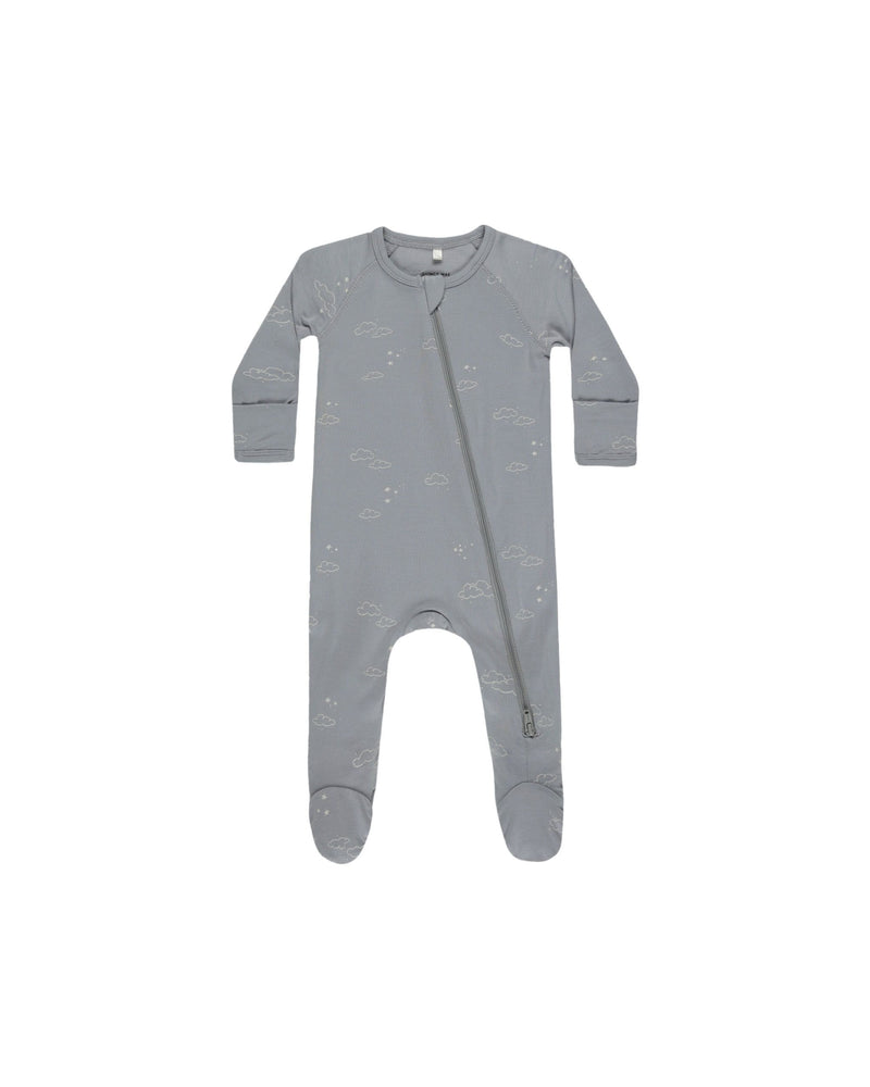 Quincy Mae Bamboo Zip Footie - Clouds