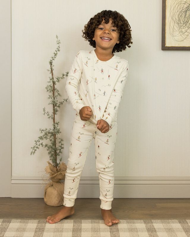 Rylee + Cru Organic Long Sleeve Pajama Set - Skiers