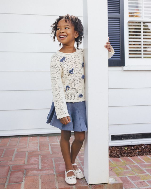 Rylee + Cru Crochet Knit Pullover - Bows
