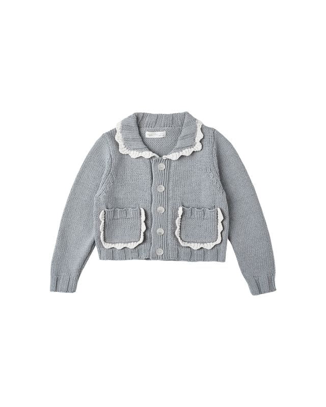 Rylee + Cru Collared Cardigan - Dusty Blue