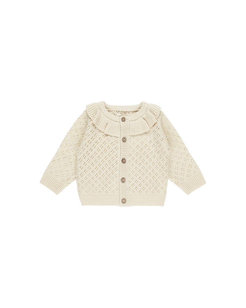 Quincy Mae Ruffle Collar Cardigan - Natural
