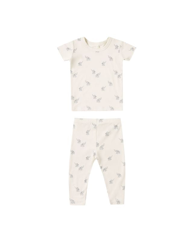 Quincy Mae Bamboo Short Sleeve Pajama Set - Elephants