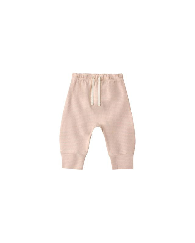 Quincy Mae Drawstring Pant - Melon Micro Stripe