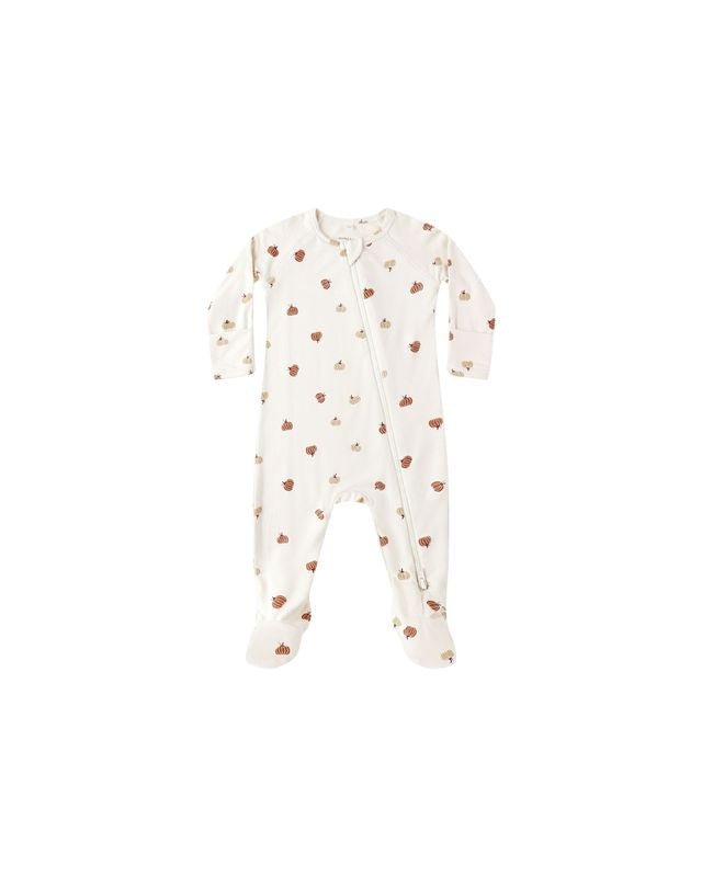 Quincy Mae Bamboo Zip Footie - Pumpkins