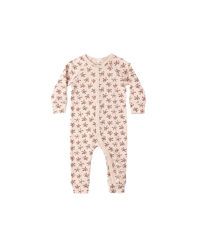 Rylee + Cru Organic Long John Pajamas - Holly Berry
