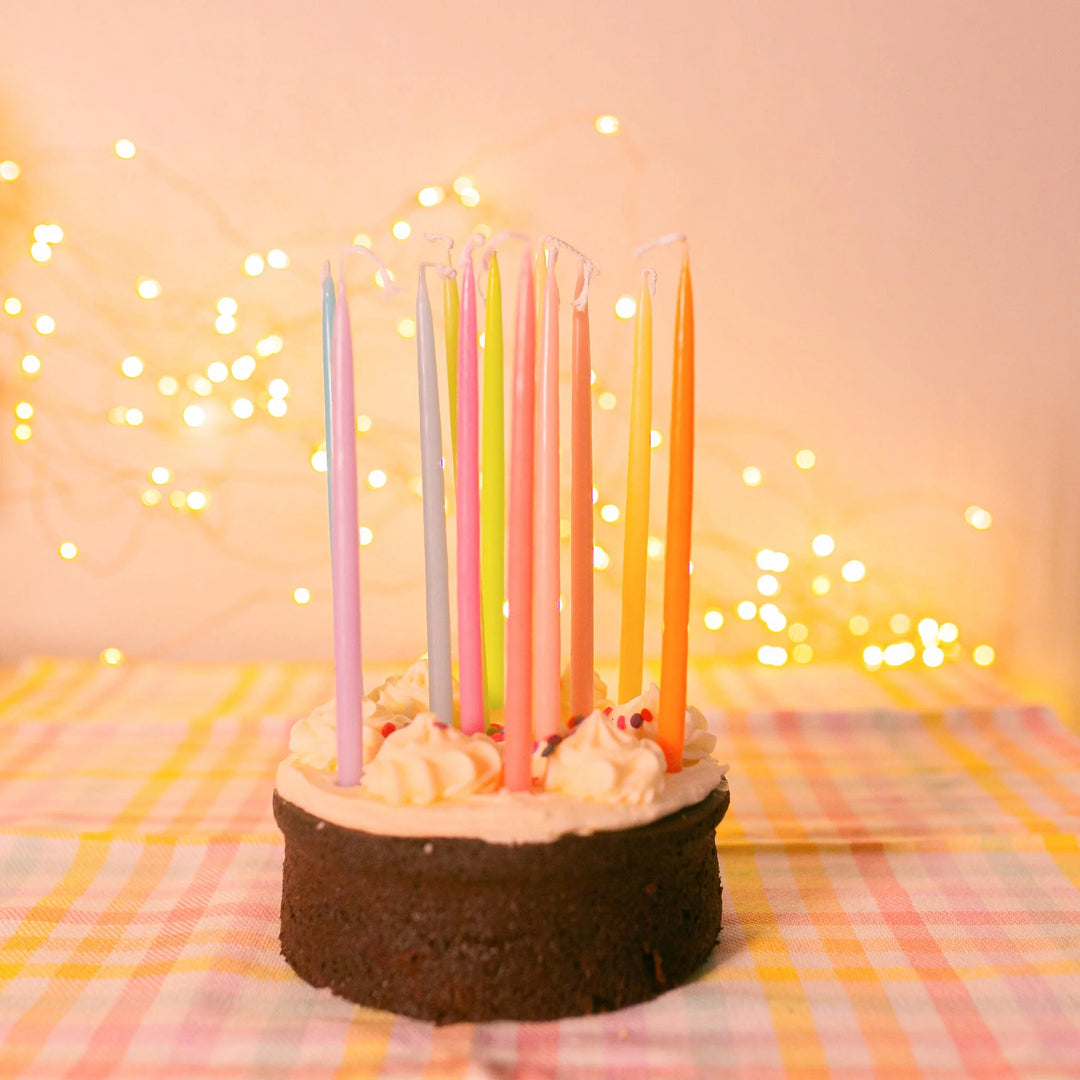 Camp Hollow Pastel Rainbow Tapered Candle Set - x12