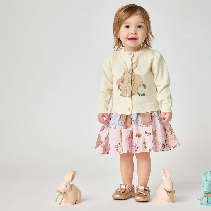 Pink Chicken Baby Girl Stevie Dress Set - Vintage Bunnies