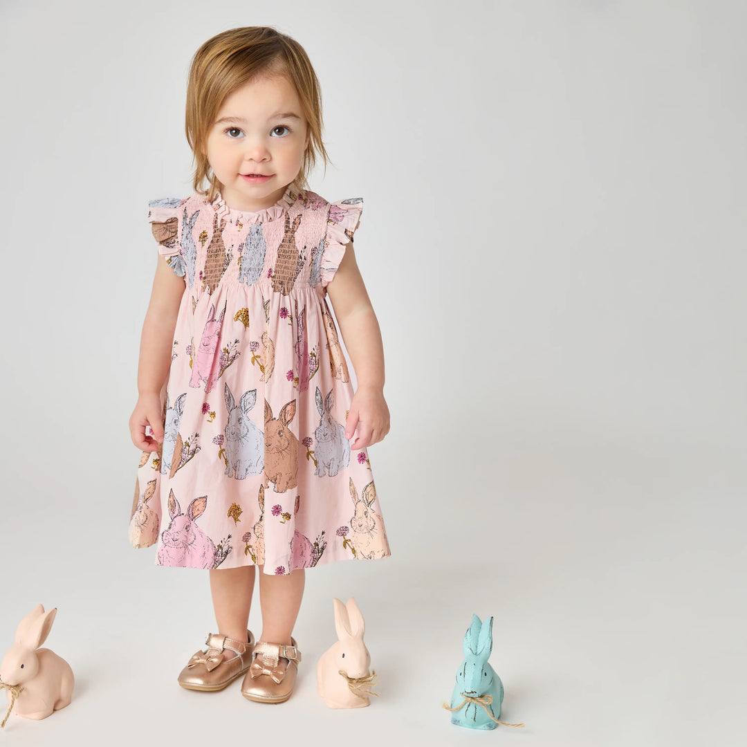 Pink Chicken Baby Girl Stevie Dress Set - Vintage Bunnies