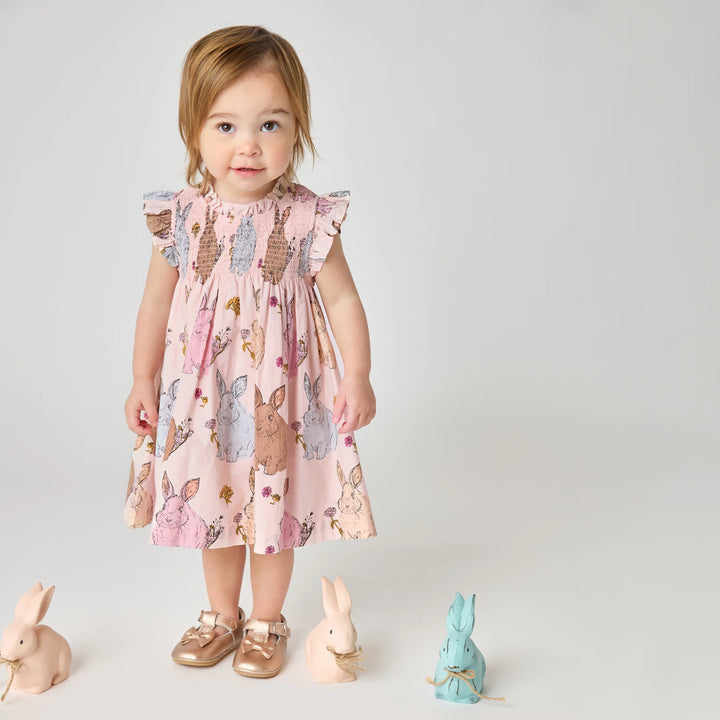 Pink Chicken Baby Girl Stevie Dress Set - Vintage Bunnies