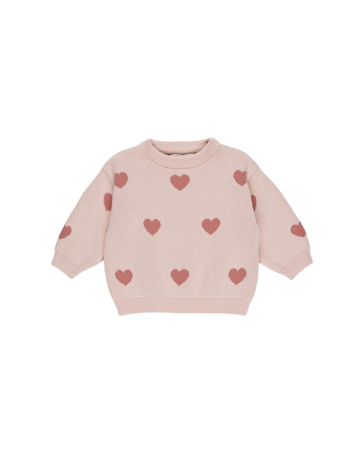 Quincy Mae Heart Knit Sweater Set - Bubblegum