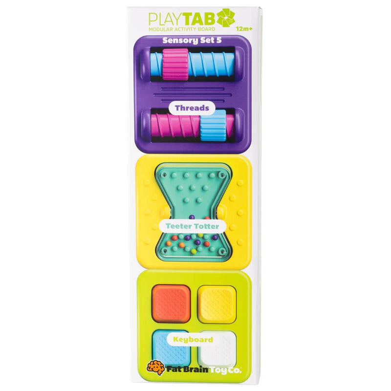 Fat Brain Toys PlayTab Sensory Set 3 (Threads, Teeter Totter, Keyboard)