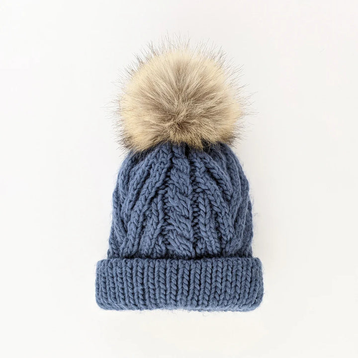 Huggalugs Slate Blue Pom Beanie