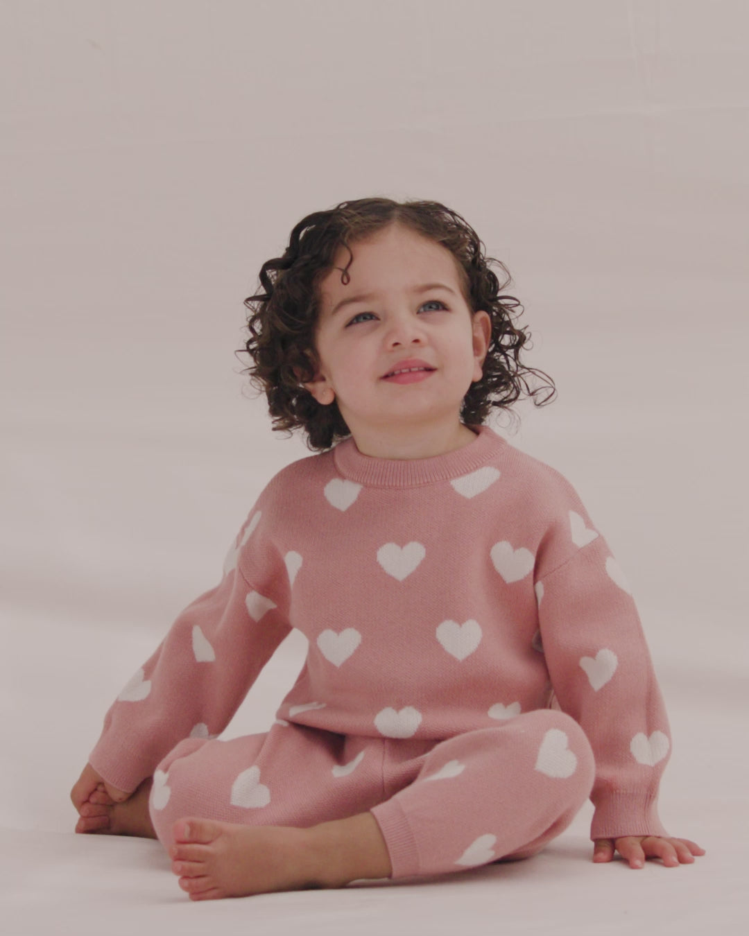 Quincy Mae Heart Knit Sweater - Pink