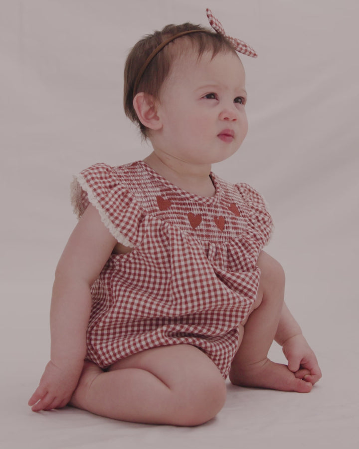 Quincy Mae Lenore Romper - Red Gingham