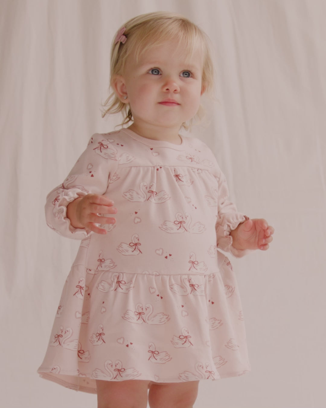 Quincy Mae Tiered Jersey Dress - Swans