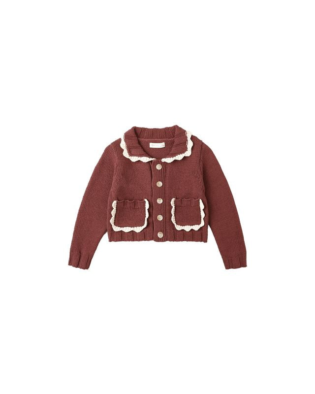 Rylee + Cru Collared Cardigan - Burgundy